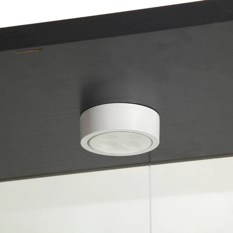 Vetrina in Vetro a Due Ante Illuminata con 4 Ripiani, Nero
