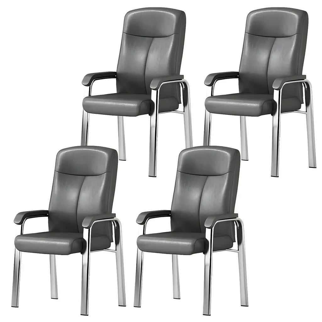Sedia da ufficio HomeyFad moderna in pelle e metallo a 4 gambe con braccioli