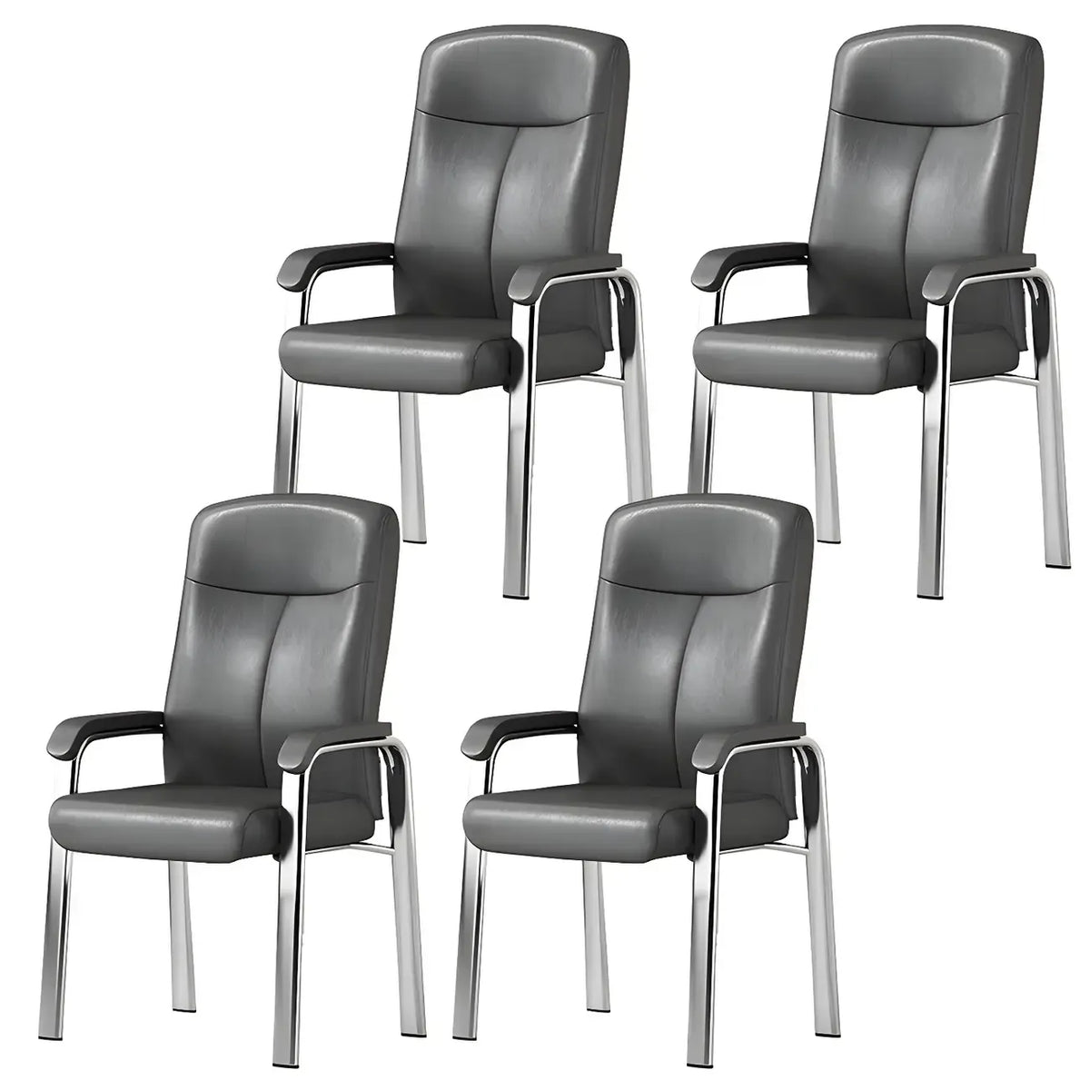 Sedia da ufficio HomeyFad moderna in pelle e metallo a 4 gambe con braccioli