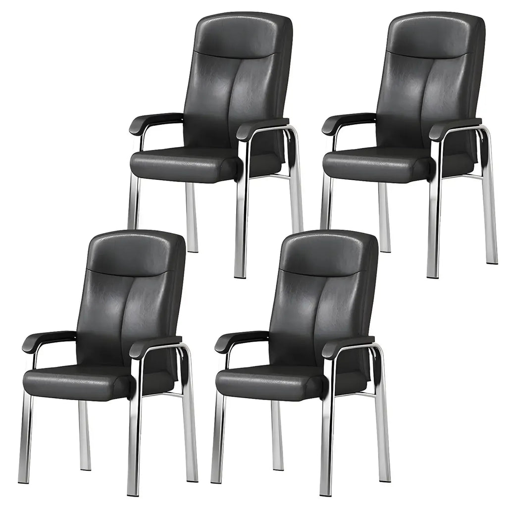 Sedia da ufficio HomeyFad moderna in pelle e metallo a 4 gambe con braccioli