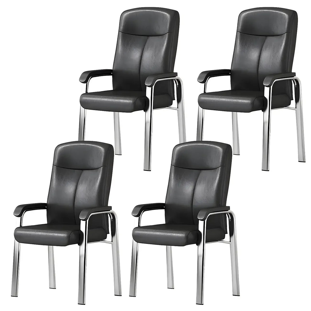 Sedia da ufficio HomeyFad moderna in pelle e metallo a 4 gambe con braccioli