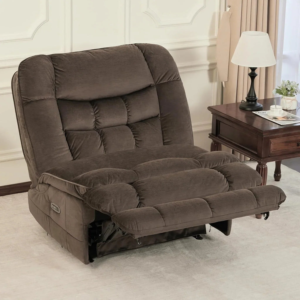MCombo Poltrona Reclinabile Basculante Elettrica Oversize senza Braccioli con Doppio Motore, Reclinabile Zeroarms Perfetta per Soggiorno in Tessuto PR607