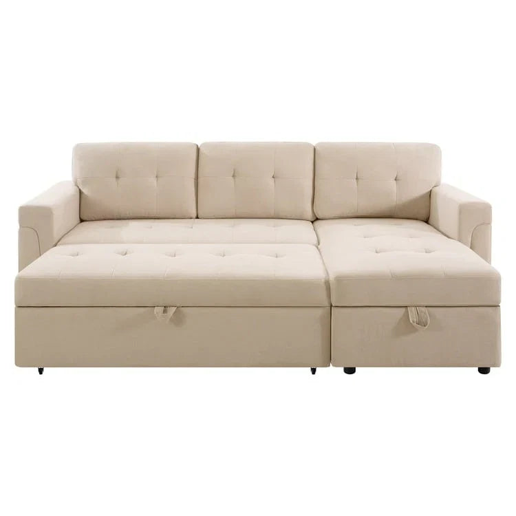 Divano sezionale reversibile con letto estraibile, chaise longue con contenitore nascosto, gambe durevoli,