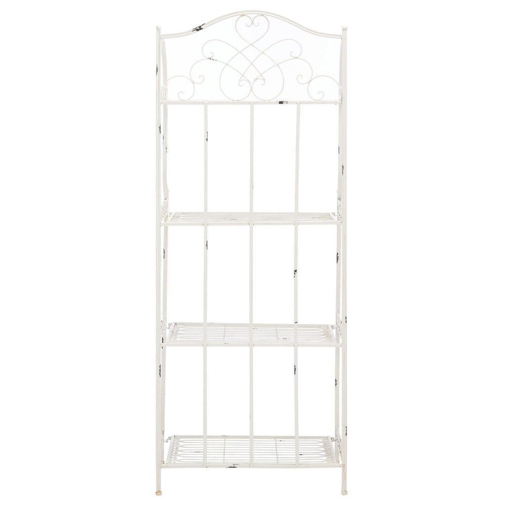SAFAVIEH Bryn Scaffale da panettiere da esterno a 4 ripiani in ferro battuto vittoriano - 25 pollici L x 15 pollici P x 63 pollici H - 25 L x 15 P x 63 H