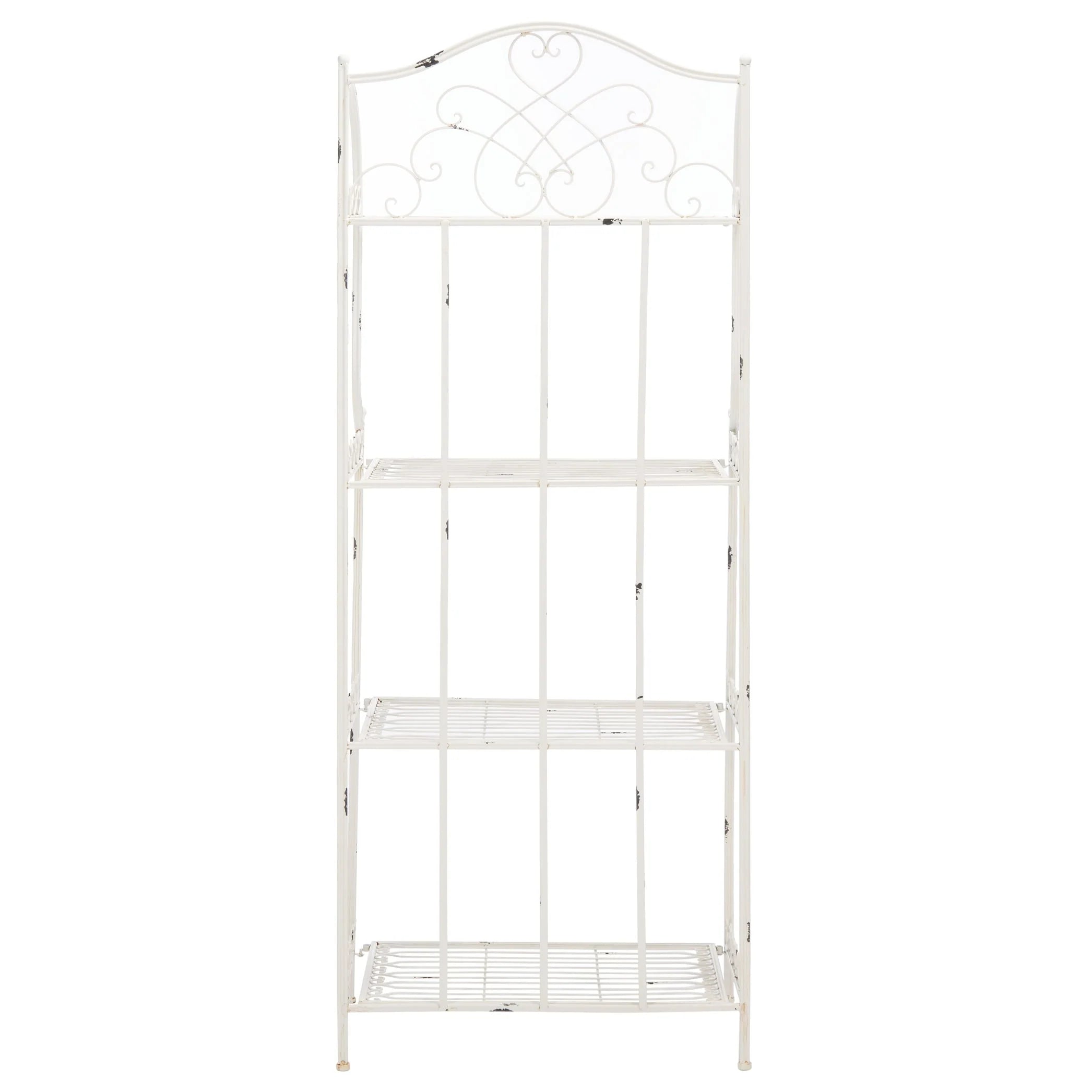 SAFAVIEH Bryn Scaffale da panettiere da esterno a 4 ripiani in ferro battuto vittoriano - 25 pollici L x 15 pollici P x 63 pollici H - 25 L x 15 P x 63 H