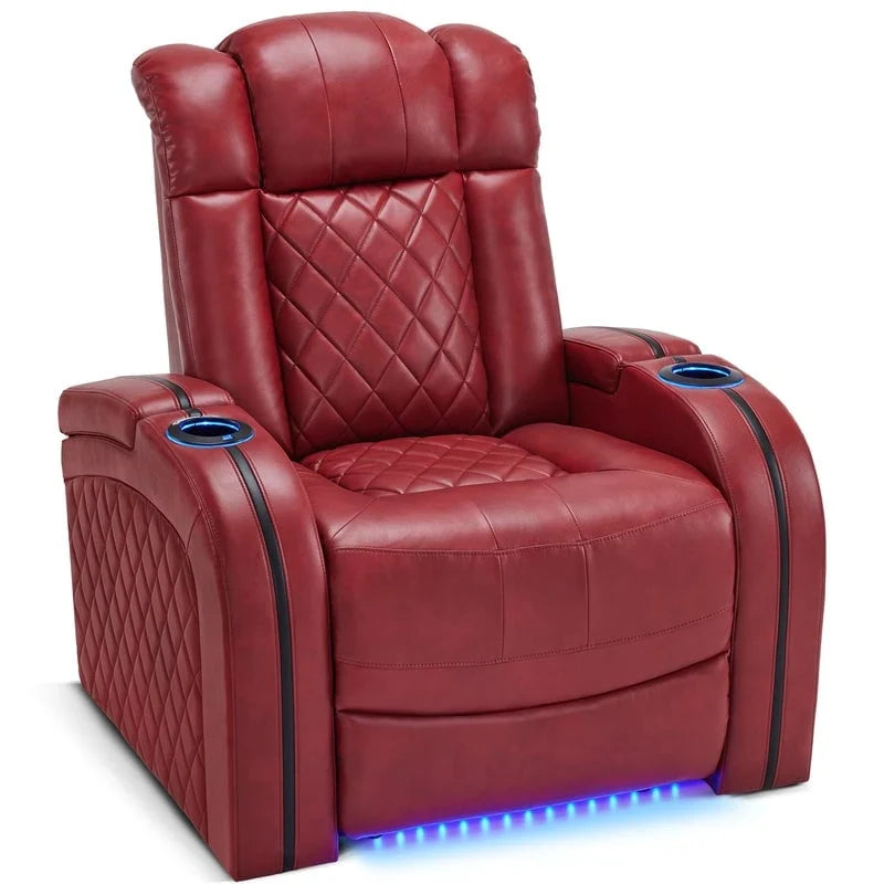 Poltrona reclinabile MCombo con poggiatesta regolabile, sedile home theater a doppio motore con porta USB, pelle traspirante HTS411