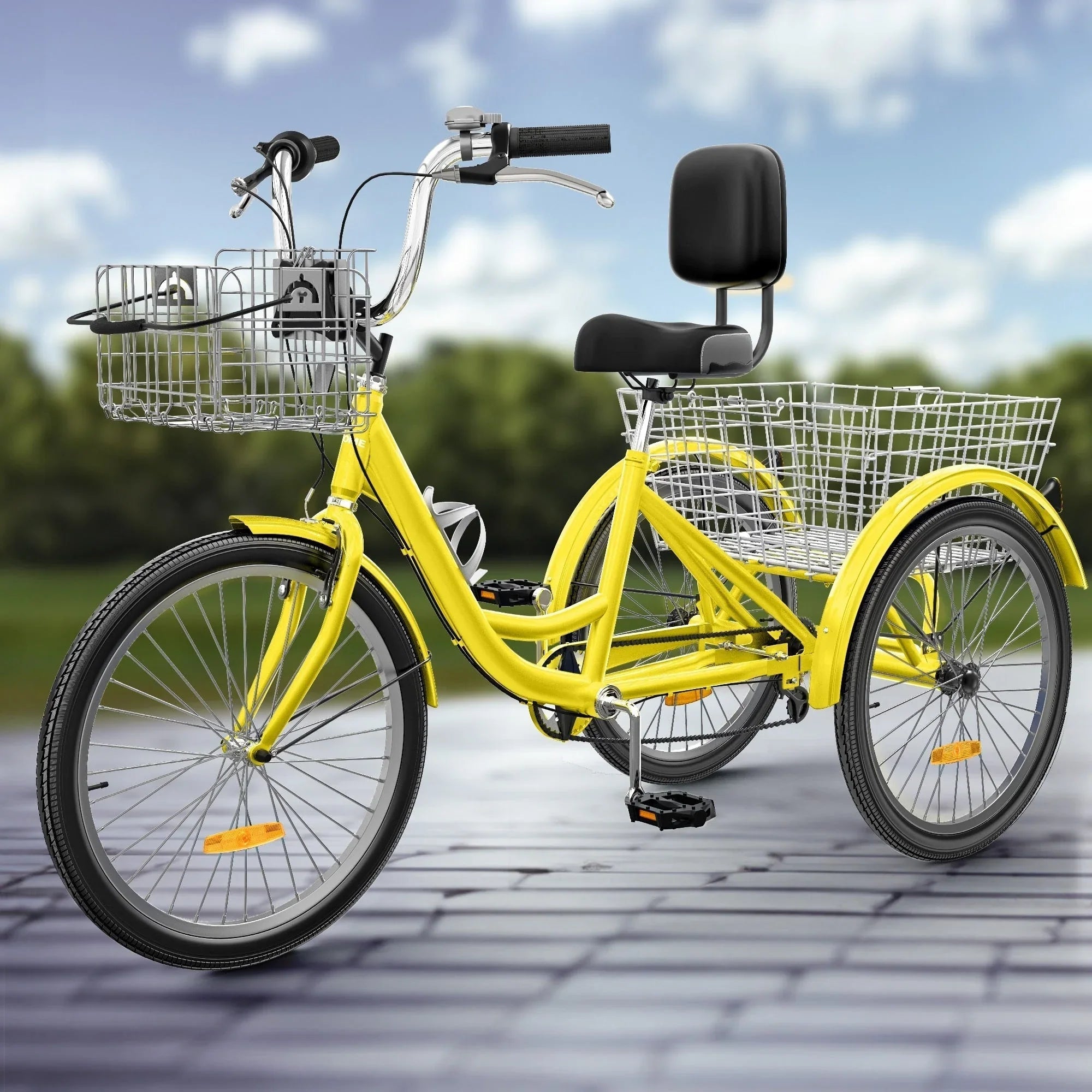 26 Triciclo per adulti Bici a 3 ruote Triciclo a 7 velocità