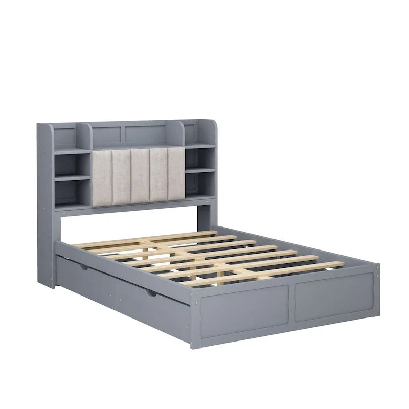 Struttura letto con 4 cassetti contenitore portatili sotto il letto