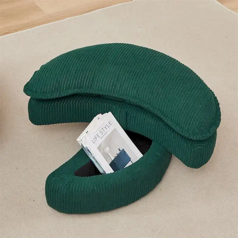 Poltrona girevole oversize con pouf contenitore Moon con 4 cuscini