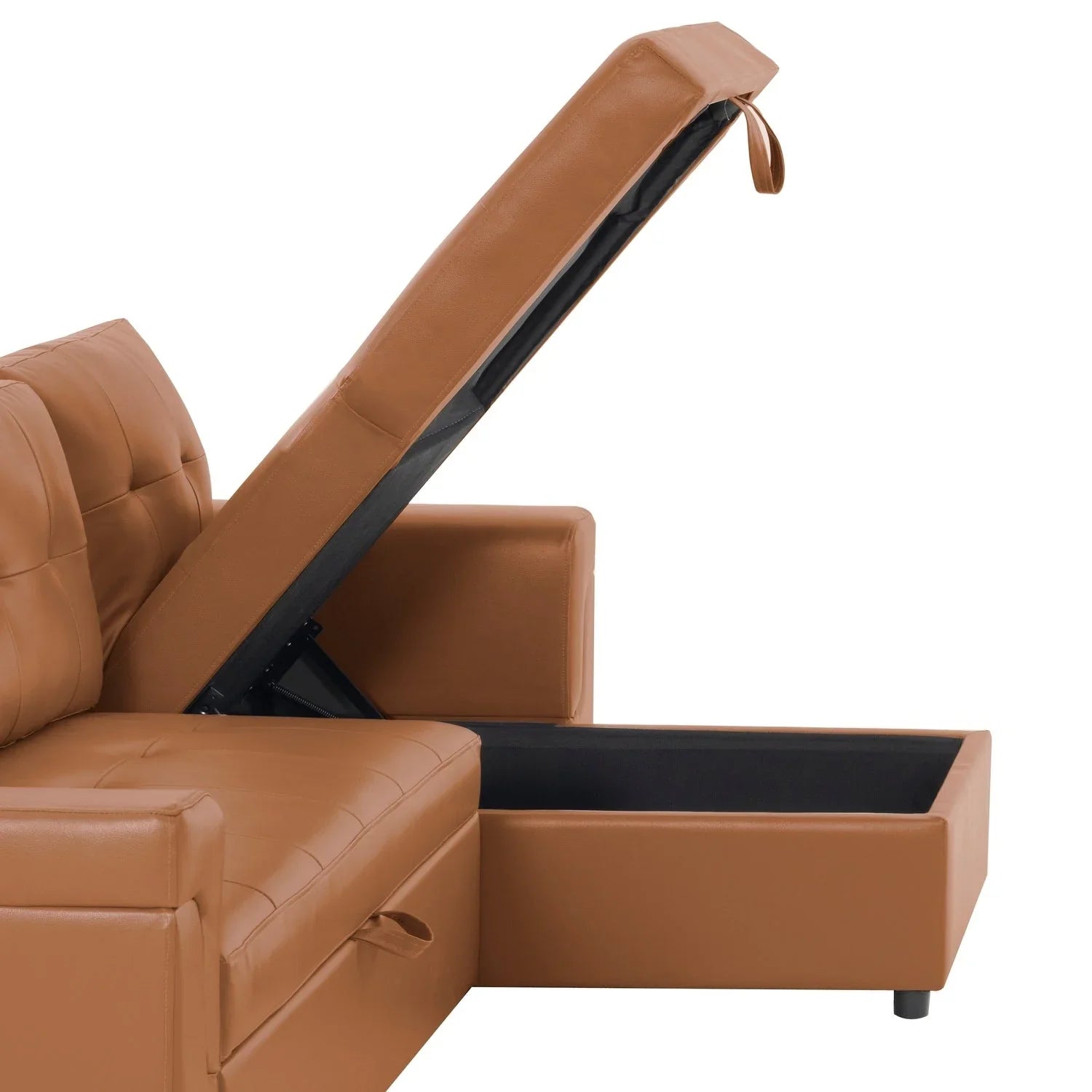 Divano componibile convertibile reversibile con letto estraibile, chaise longue con contenitore nascosto e gambe durevoli