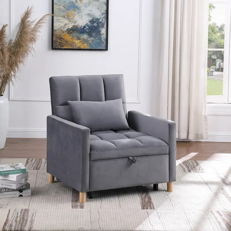 Divano letto 3 in 1 convertibile, poltrona e lettino, nero
