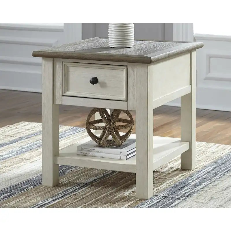 Tavolino occasionale Bolanburg bianco anticato/marrone