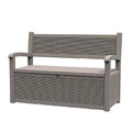 Panca contenitore in resina per tutte le stagioni con scomparto nascosto e chiudibile a chiave - Design effetto rattan, capacità 227 kg, contenitore da 265 litri