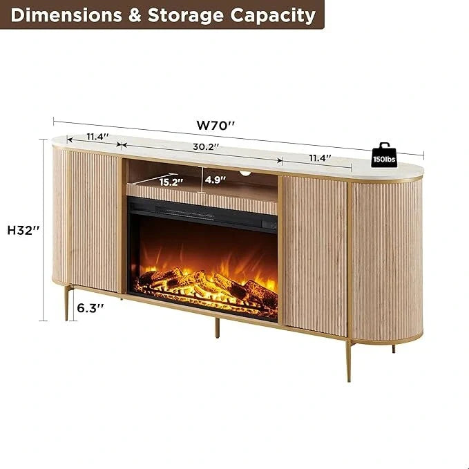 70 Meuble TV moderne de luxe avec cheminée, Centre de divertissement, Console TV