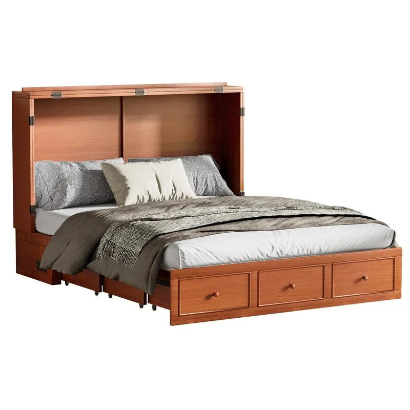 Letto a scomparsa con materasso pieghevole, letto a cubo moderno con cassetto portaoggetti e stazione di ricarica USB