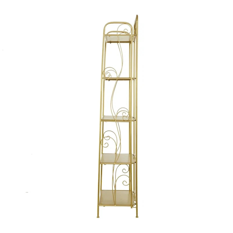 Scaffale pieghevole alto a 5 ripiani in metallo a spirale per interni ed esterni - Oro o Bianco - Roche River Decor