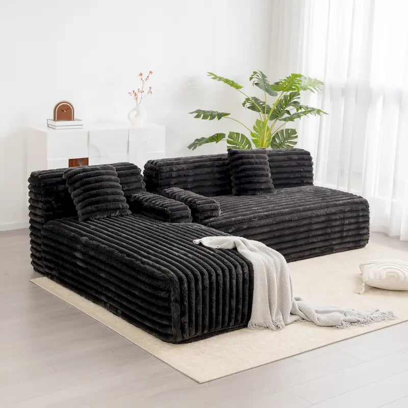 Divano componibile Cloud, divano moderno imbottito con 2 cuscini decorativi, divano combinabile liberamente, divano componibile a L