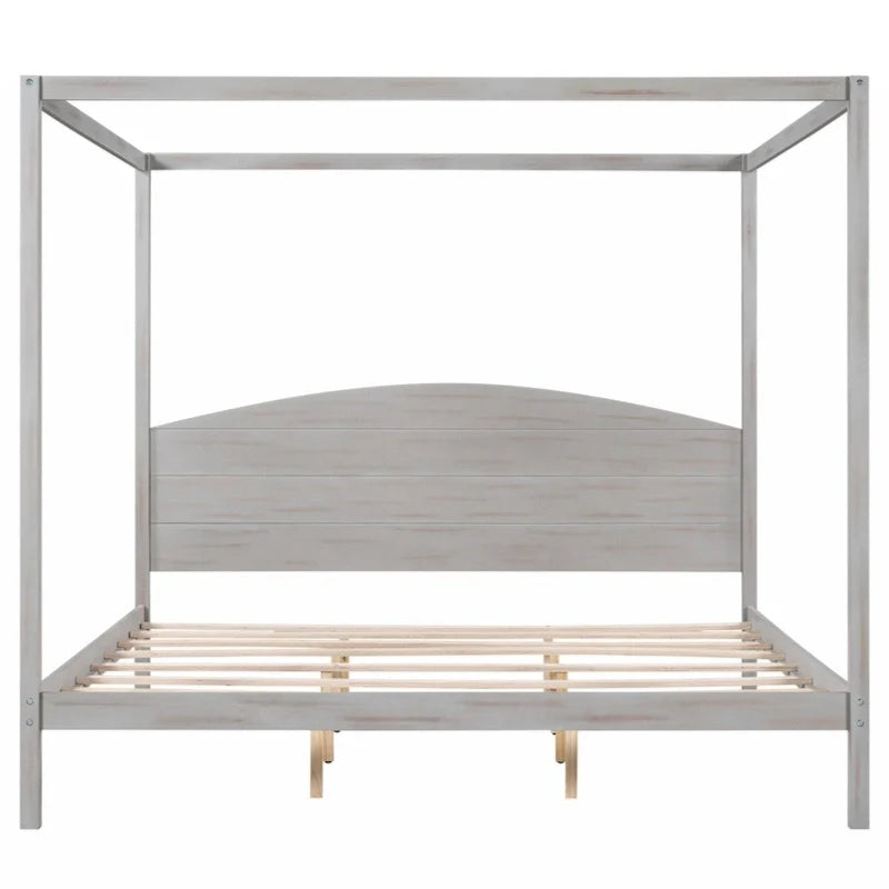 Letto a piattaforma a baldacchino King Size con testiera e gambe di supporto