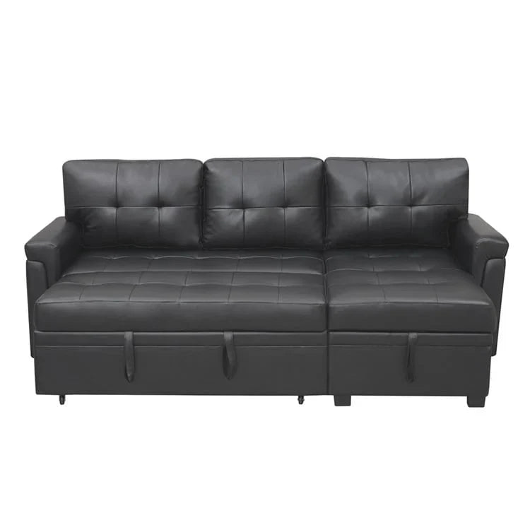Divano componibile convertibile reversibile con letto estraibile, chaise longue con contenitore nascosto e gambe durevoli