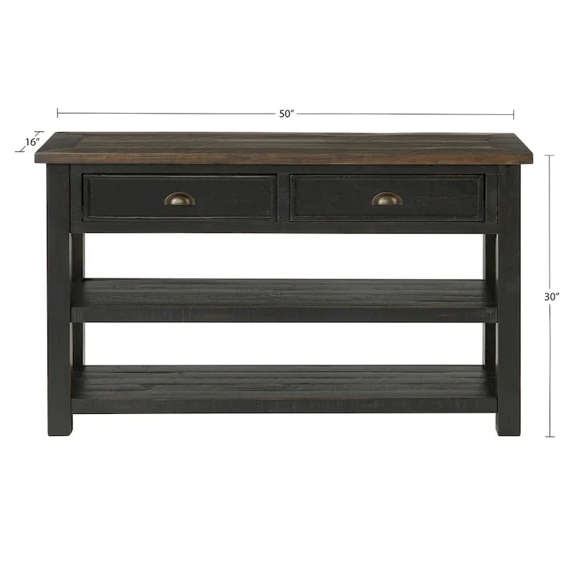 The Gray Barn Downington Consolle da Divano in Legno Massello a 2 Cassetti