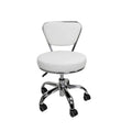 Sgabello basso Dayton con schienale regolabile da 13 a 15, rotelle, bianco - N/A