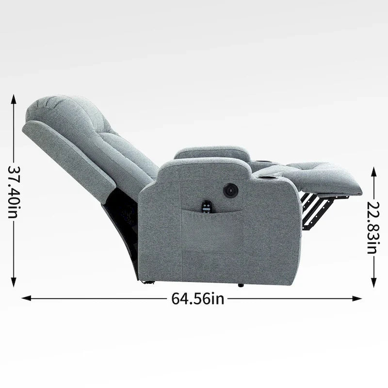 Poltrona reclinabile Power Lift, poltrona massaggiante moderna a motore singolo con riscaldamento lombare, porta di ricarica USB, portabicchieri