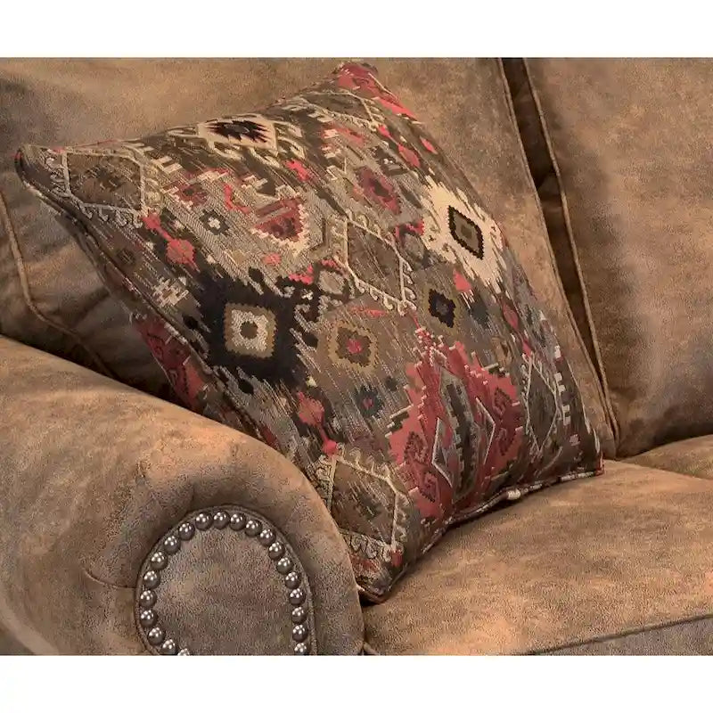 Divano letto in tessuto scamosciato marrone rustico Rancho - 37 x 86 x 40