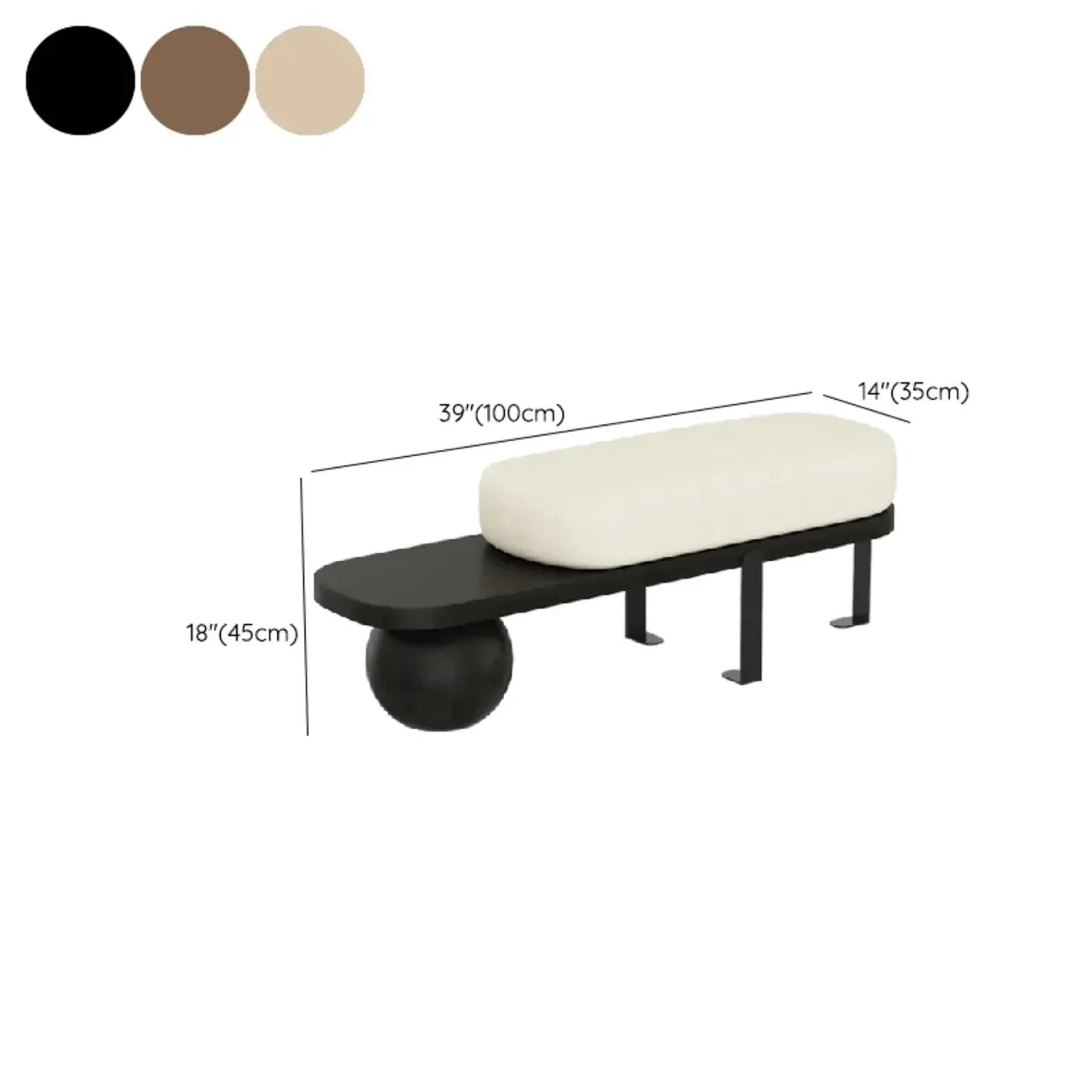 Panca bassa moderna in legno imbottita beige