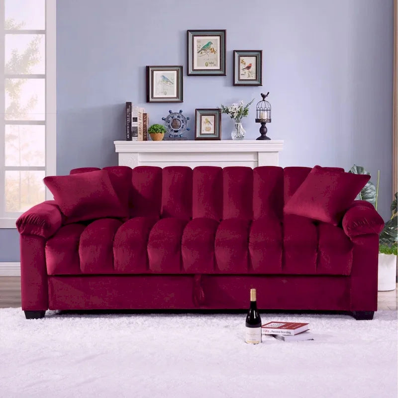 Divano letto convertibile in velluto da 82,7" con 2 cuscini