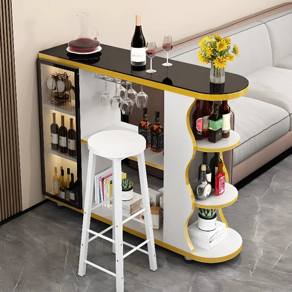 Tavolo da bar a forma libera con top in pietra moderna e contenitore per bar domestici