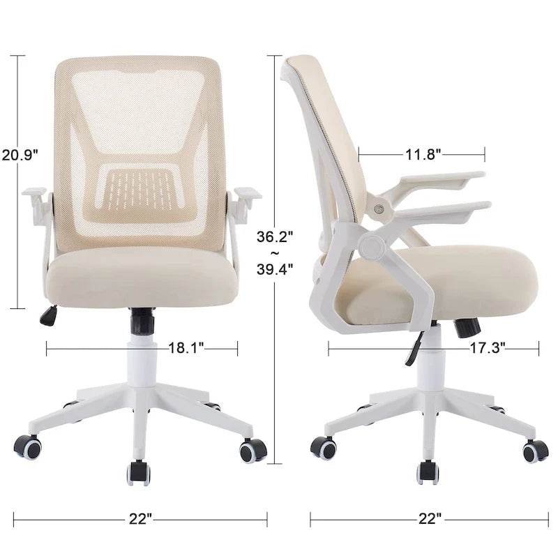 Javlergo Sedia da Ufficio Girevole a Schienale Medio con Supporto Lombare, Sedia da Scrivania Ergonomica da Computer in Rete con Braccioli