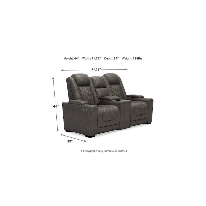 Divanetto reclinabile elettrico Signature Design by Ashley HyllMont grigio con consolle - 71.75 L x 39 P x 44 A