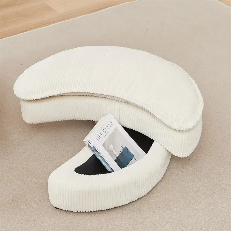 Poltrona girevole oversize con pouf contenitore Moon con 4 cuscini