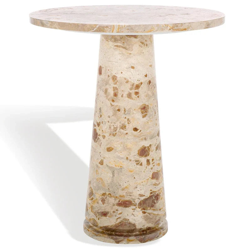 Tavolino d'appoggio rotondo alto in marmo Ghicu di SAFAVIEH Couture - 55,8 cm L x 53,3 cm P x 61 cm A - 53,3x53,3x61 cm
