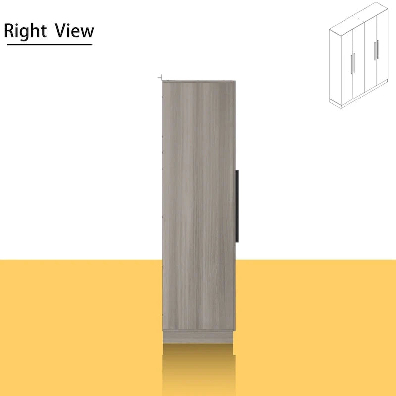 Armadio moderno freestanding in legno massiccio con ripiani