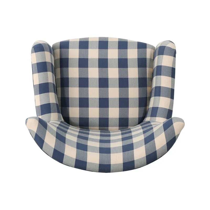 Poltrona imbottita schienale alto Modern Retro 30,25" con gambe in legno per soggiorno