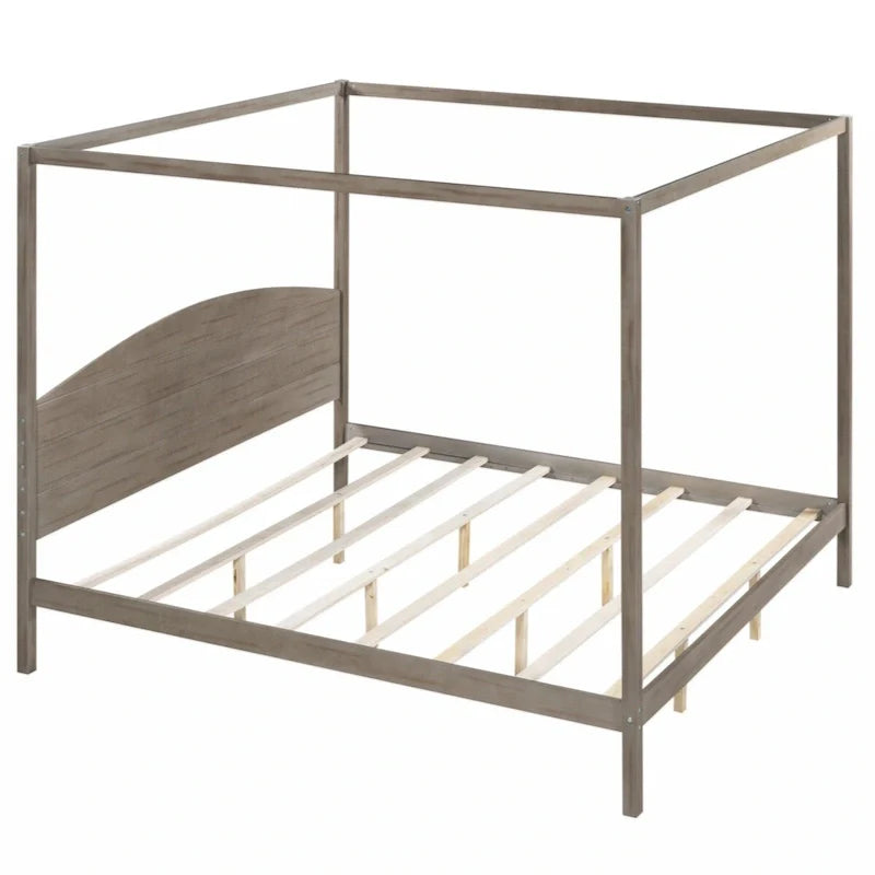Letto a piattaforma a baldacchino King Size con testiera e gambe di supporto