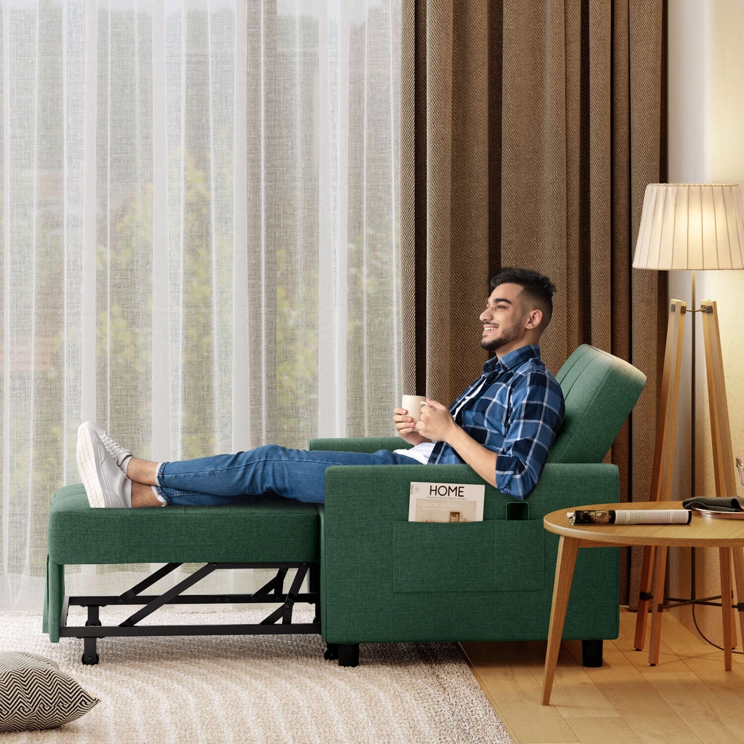 Divano letto trasformabile 3-in-1, Poltrona letto estraibile, Letto pieghevole convertibile per soggiorno