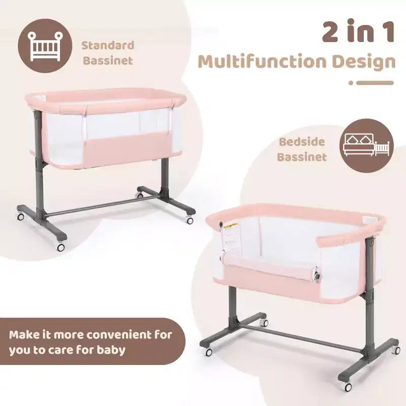 Moïse pour bébé à roulettes – Beige / Gris / Rose, Cododo, pour 1 bébé