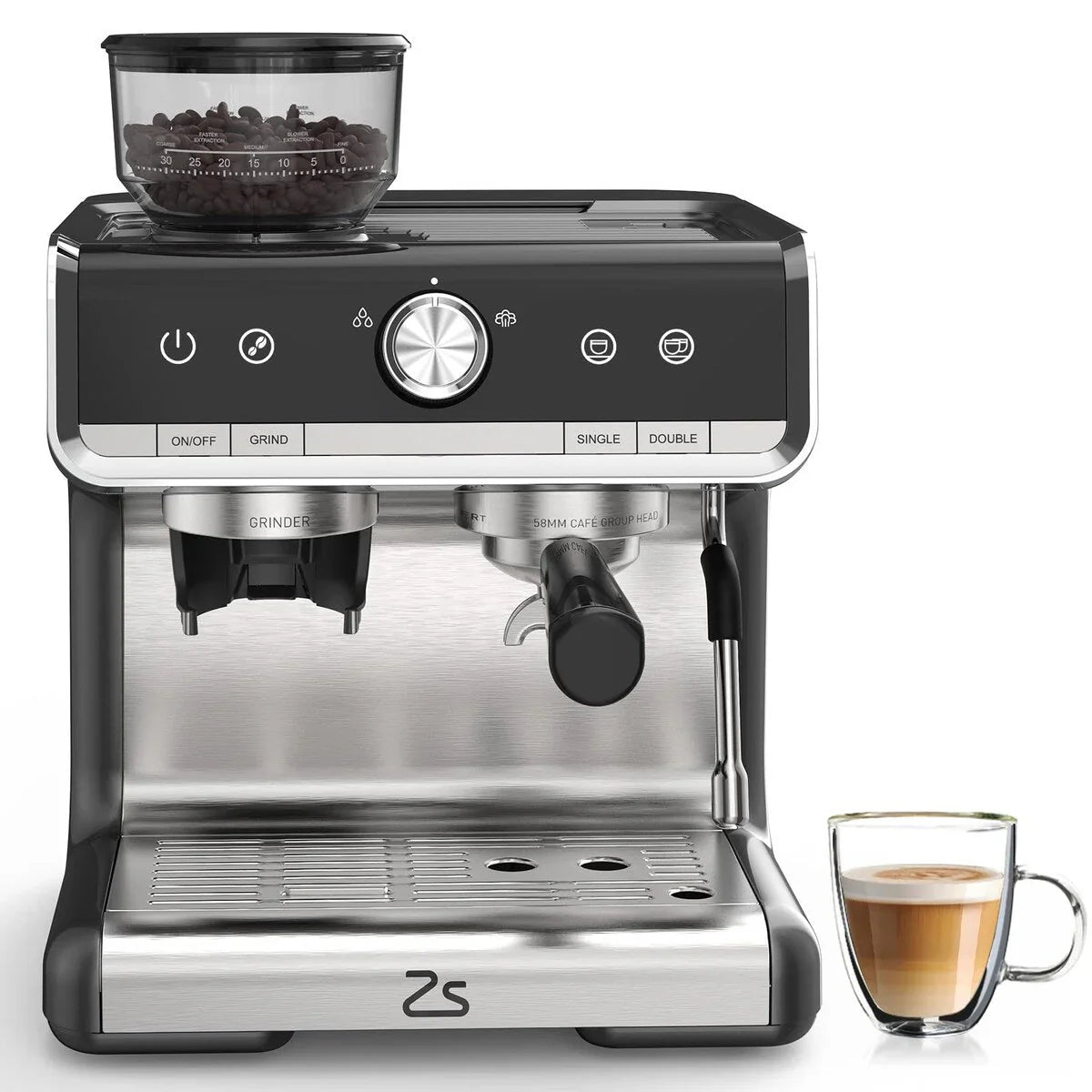 Macchina da caffè espresso, con macinacaffè, serbatoio dell'acqua da 2,8 L