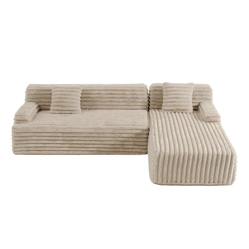 Divano componibile Cloud, divano moderno imbottito con 2 cuscini decorativi, divano combinabile liberamente, divano componibile a L