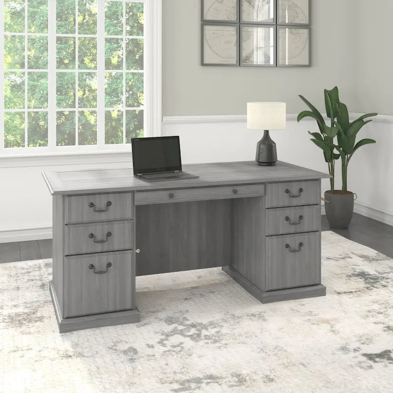 Scrivania Direzionale Bush Furniture Saratoga con Cassetti e Vani Contenitori