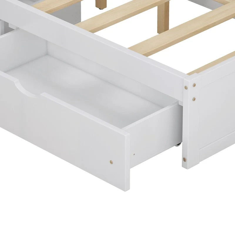 Struttura letto con 4 cassetti contenitore portatili sotto il letto