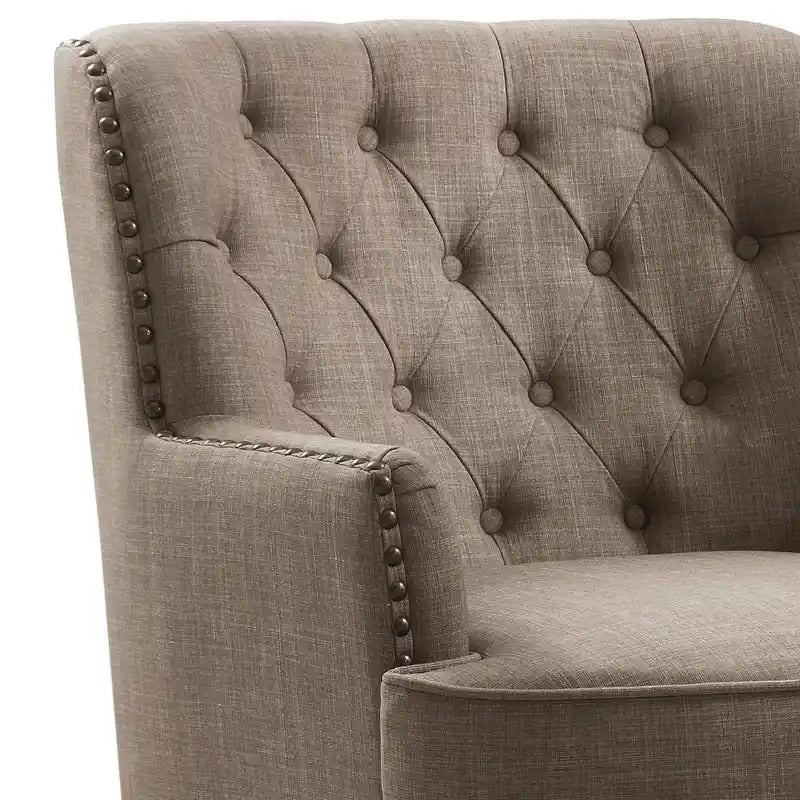 Moser Bay Mignon Poltrona Accent con Schienale Alto Trapuntato, Velluto/Lino, 76 cm