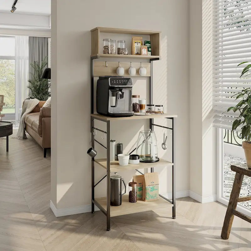 Scaffale da cucina per fornaio da 60 pollici con credenza 8 ganci laterali
