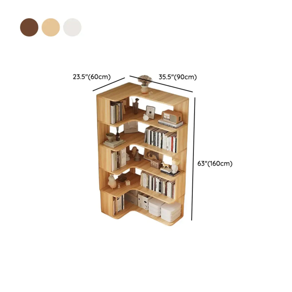 Libreria ad angolo in legno multistrato con 6 ripiani