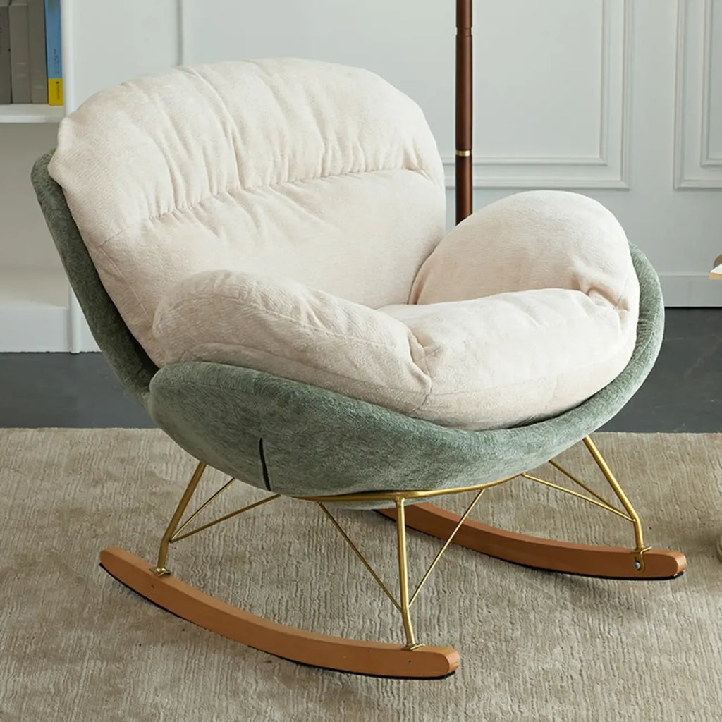 Moderna Poltrona a Dondolo Ergonomica Imbottita in Velluto per la Cameretta