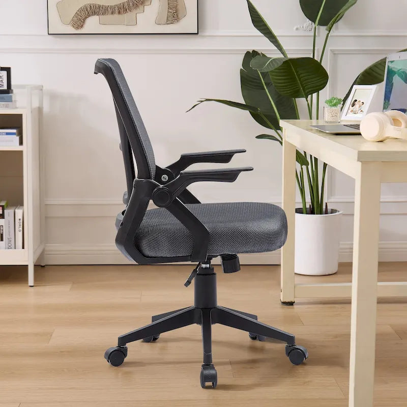 Javlergo Sedia da Ufficio Girevole a Schienale Medio con Supporto Lombare, Sedia da Scrivania Ergonomica da Computer in Rete con Braccioli