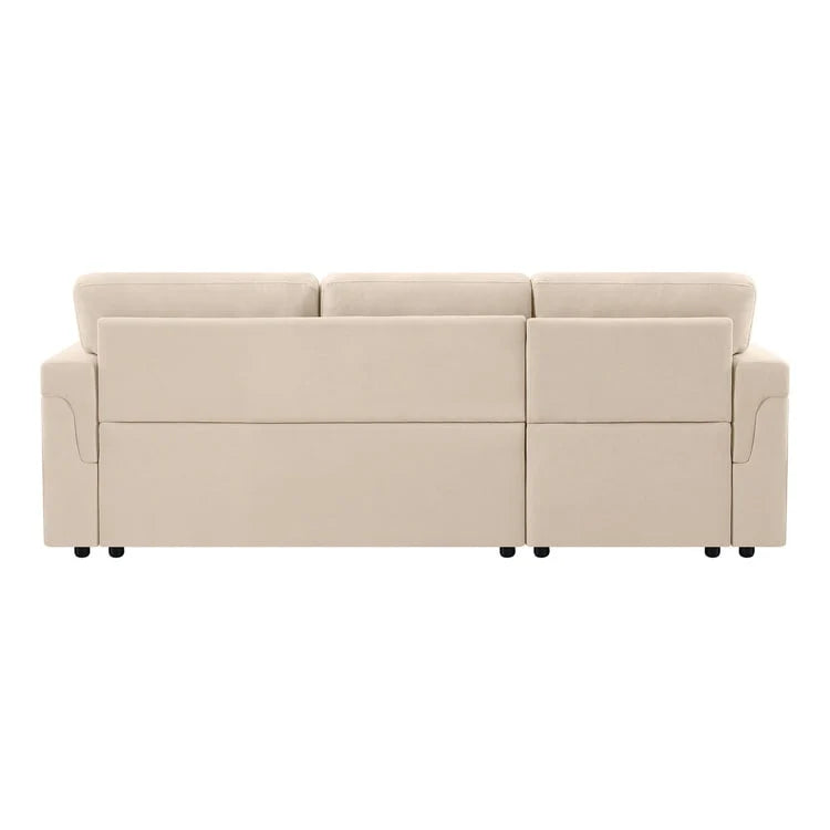 Divano sezionale reversibile con letto estraibile, chaise longue con contenitore nascosto, gambe durevoli,