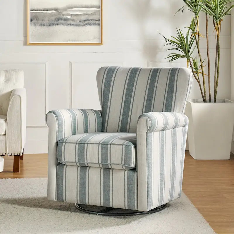 Poltrona girevole a dondolo Georg Comfortable Floral Fabric con braccioli arrotolati di HULALA HOME